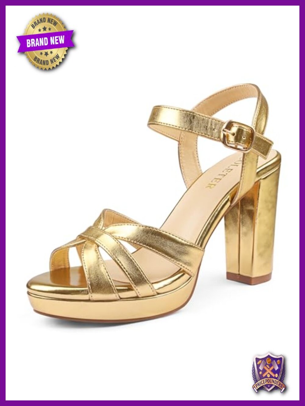Women's Faux Leather Crisscross Platform Block Heel Ankle Strap Dress Sandals
